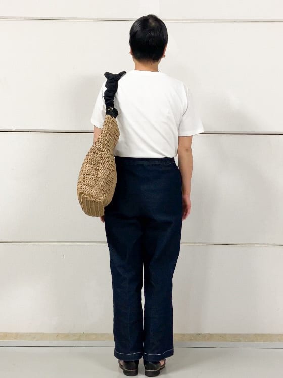 Rさんの「THE SHOP TK｜【美脚/オ―ルシーズン】デニムマリンパンツ/洗濯機OK」を使ったコーディネート
