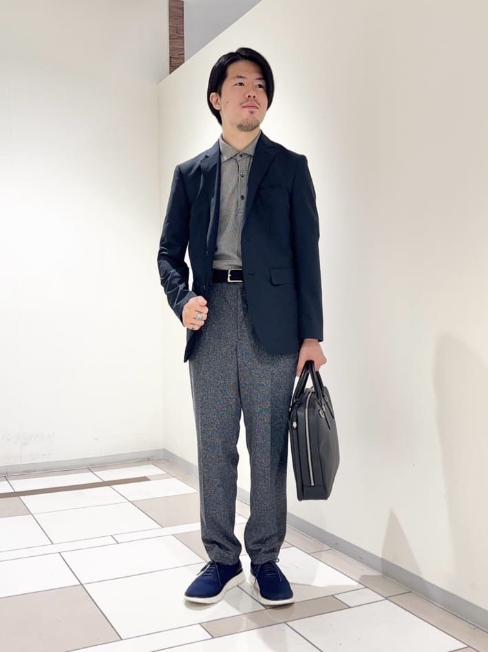 及川さんの「TAKEO KIKUCHI｜【抗菌防臭】COOL DOTS（R）ドビープリント ジャケット」を使ったコーディネート