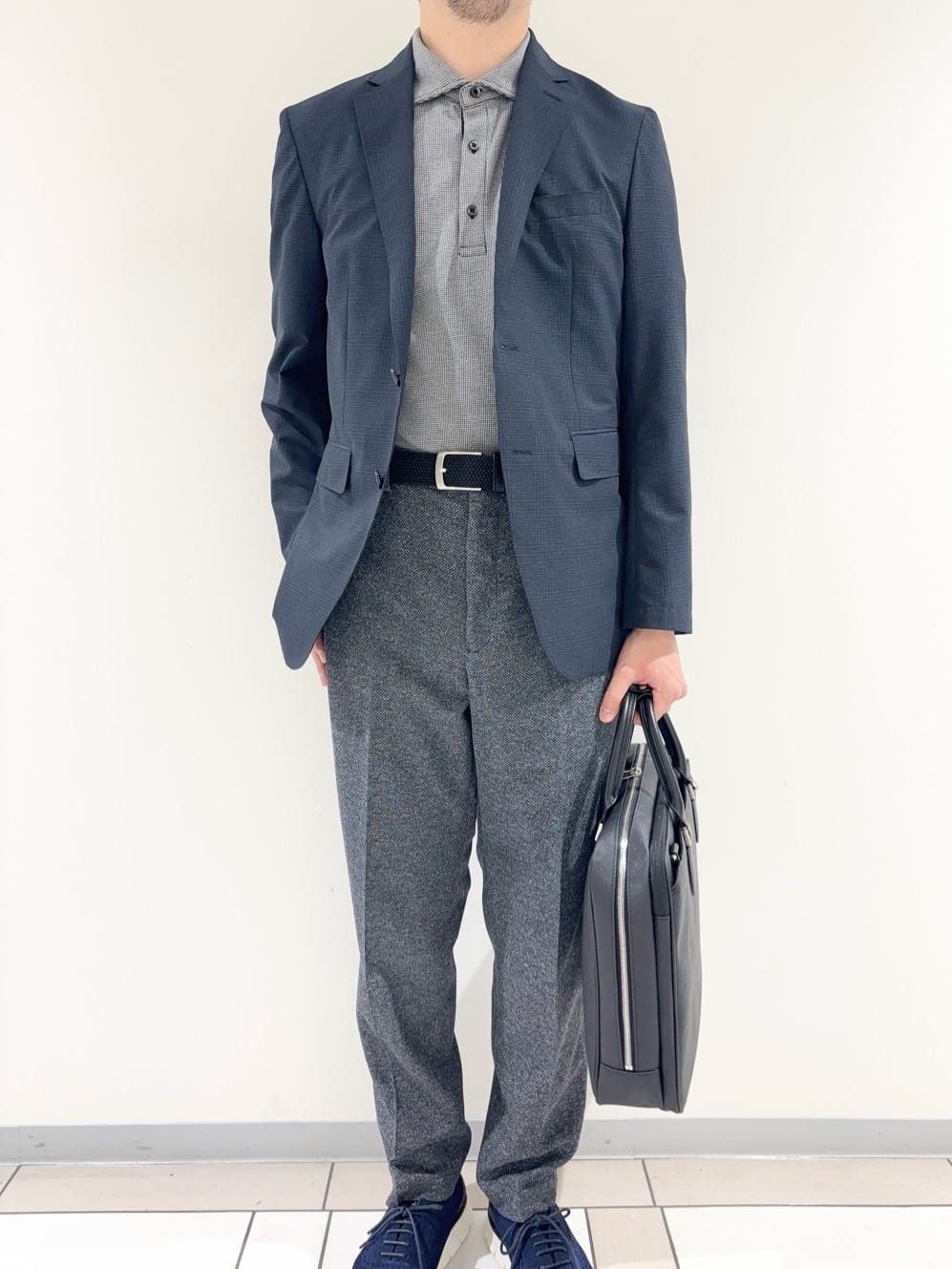 及川さんの「TAKEO KIKUCHI｜【抗菌防臭】COOL DOTS（R）ドビープリント ジャケット」を使ったコーディネート