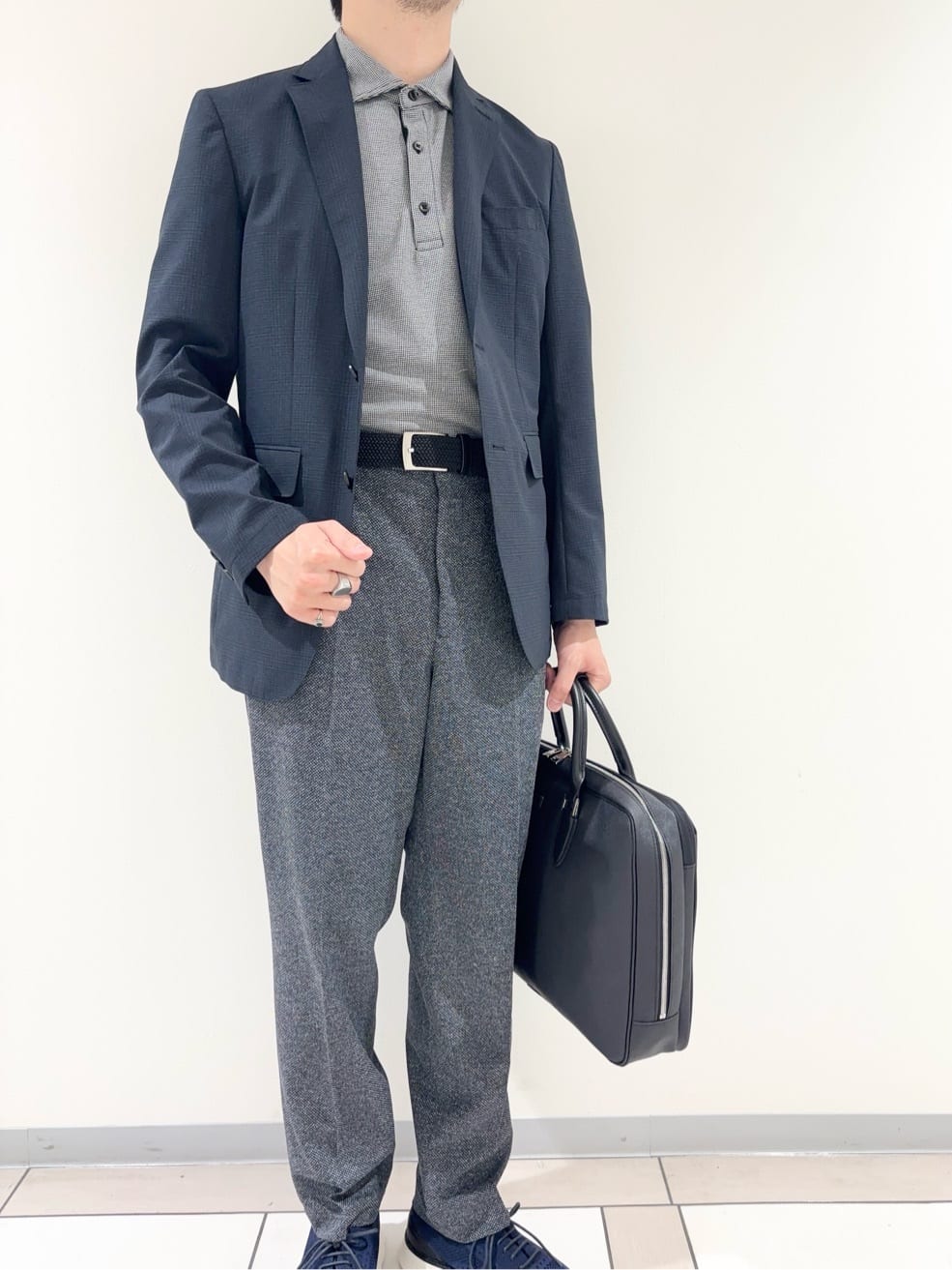 及川さんの「TAKEO KIKUCHI｜【抗菌防臭】COOL DOTS（R）ドビープリント ジャケット」を使ったコーディネート