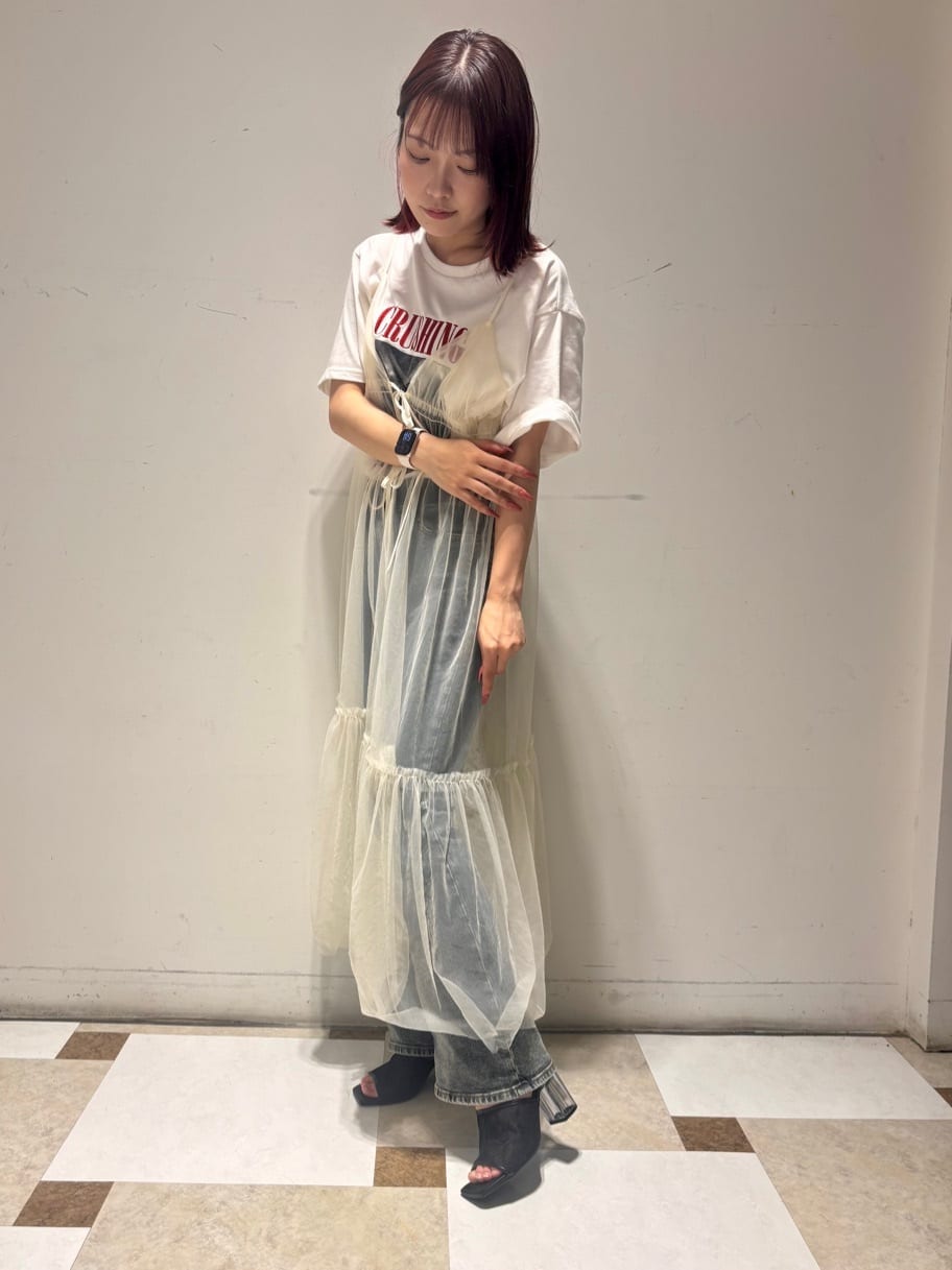 せらら⭐️さんの「ESPERANZA｜チュールメッシュクリアヒールミュール」を使ったコーディネート