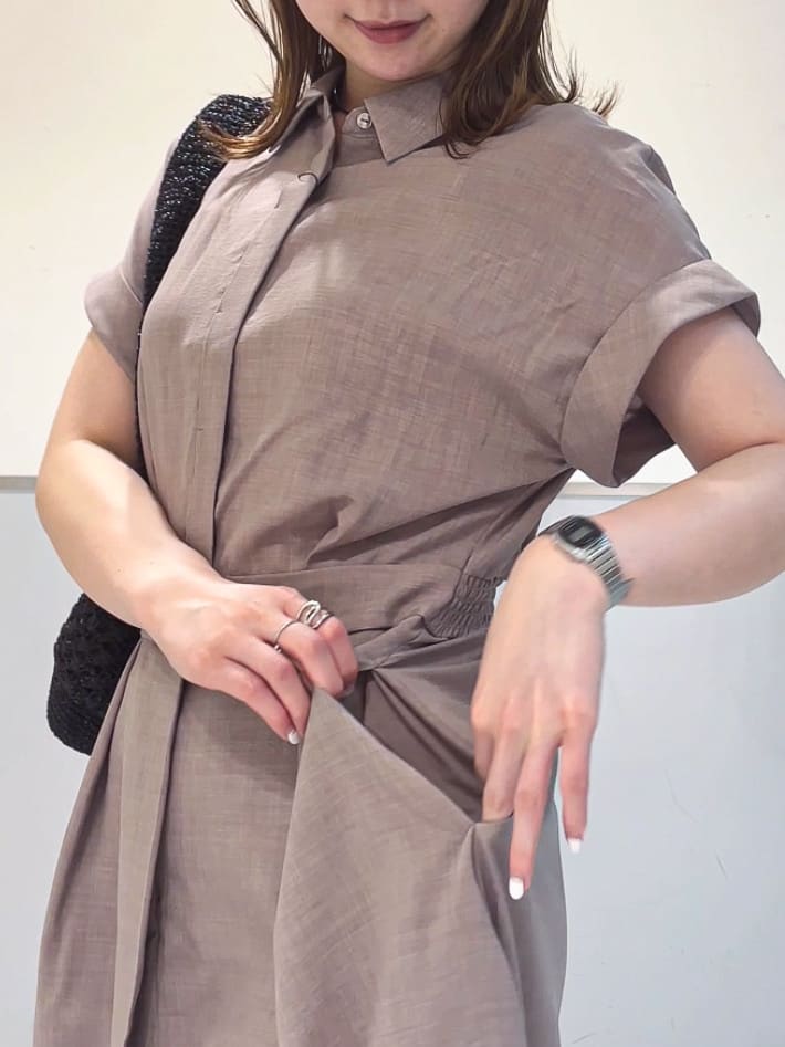 ミーさんの「index｜◆リネンライクシャツワンピース【洗濯機洗い可／吸水速乾／接触冷感】」を使ったコーディネート