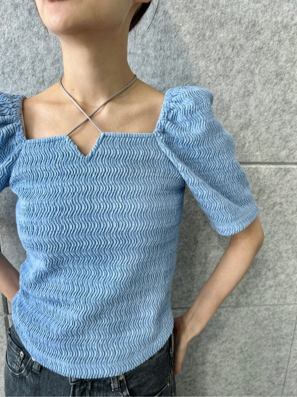 harunaさんの「CODE A｜gather puff jersey tops」を使ったコーディネート