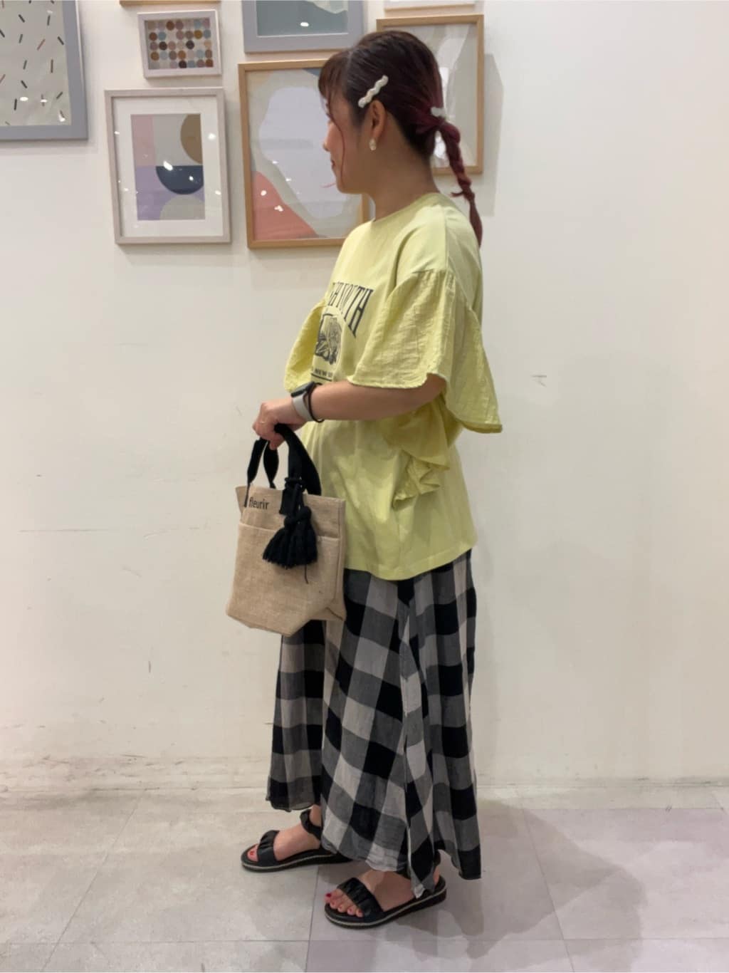 mikakoさんの「SHOO･LA･RUE｜◆柔らかタッチが心地よい ブロックチェック ガーゼスカート」を使ったコーディネート