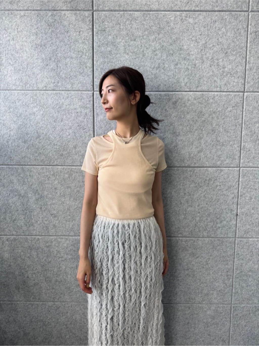 uchi__yamaさんの「CODE A｜frill lace easy skirt」を使ったコーディネート
