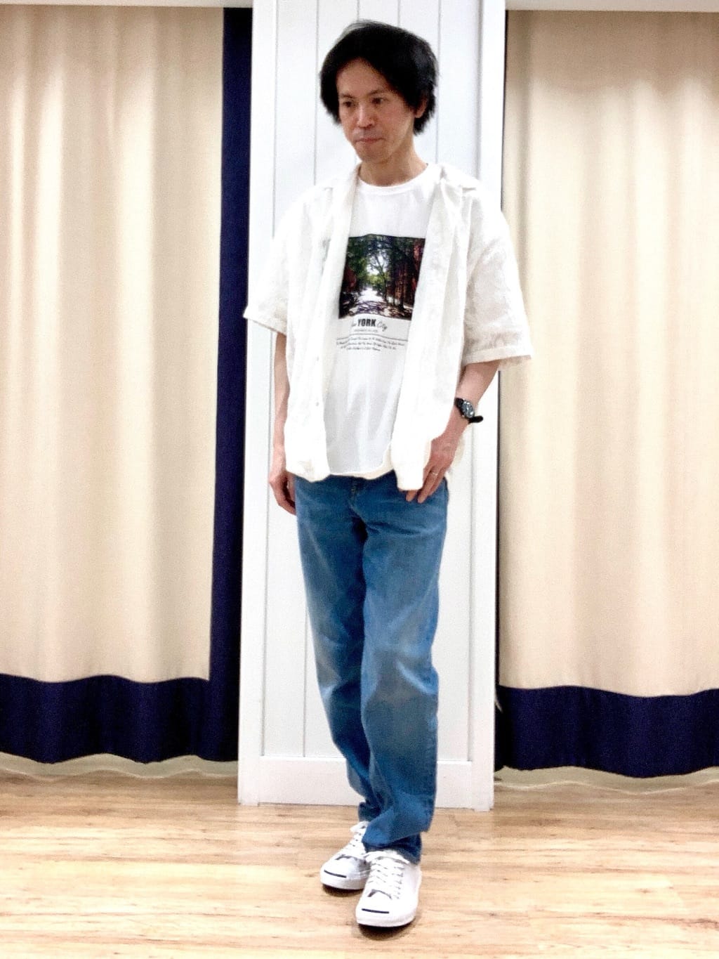 Takaさんの「Dessin｜◆【ユニセックス・洗える】テーパードデニムパンツ」を使ったコーディネート