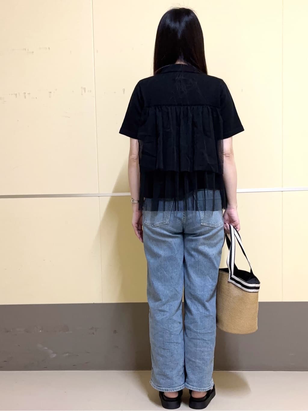 あきさんの「OPAQUE.CLIP｜◆チュールティアードドッキングポロニット【洗濯機洗い可】」を使ったコーディネート