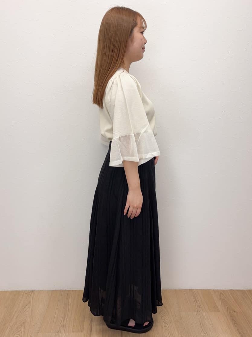 Haruさんの「OPAQUE.CLIP｜◆《5色展開》シアーフレアスリーブニット【洗濯機洗い可】」を使ったコーディネート