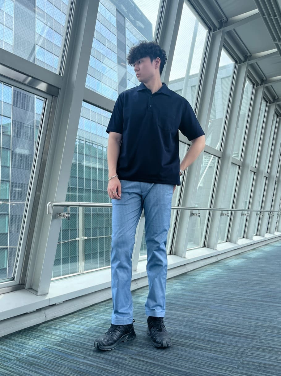 Tsubasaさんの「TAKEO KIKUCHI｜【Made in JAPAN】播州織 ヘリンボン ストレート パンツ」を使ったコーディネート
