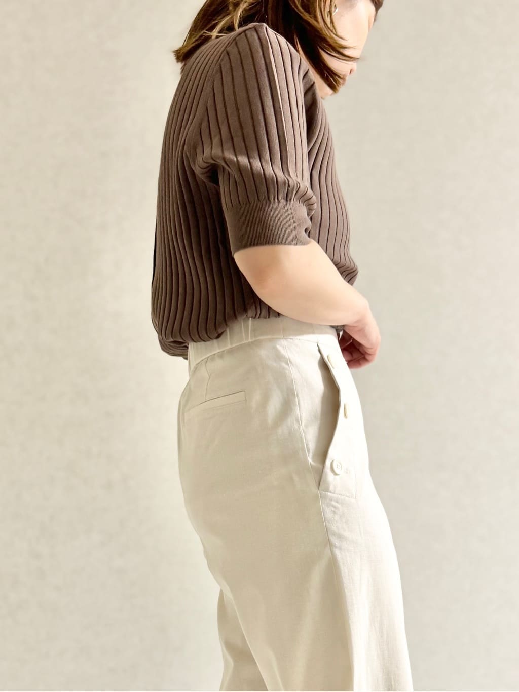 sayuさんの「UNTITLED｜◆【五分袖/タイト】コットンリネン2WAYニット」を使ったコーディネート