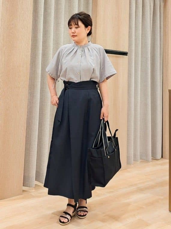 ふるさんの「grove｜グローブ人気のスカート！デニムサイドプリーツスカート」を使ったコーディネート