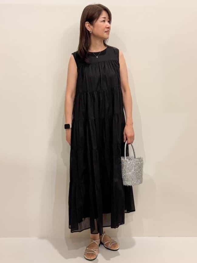 Satoさんの「OPAQUE.CLIP｜◆《Can Cam掲載》ティアードマキシドレス／オーガニックコットン混【洗濯機洗い可】」を使ったコーディネート