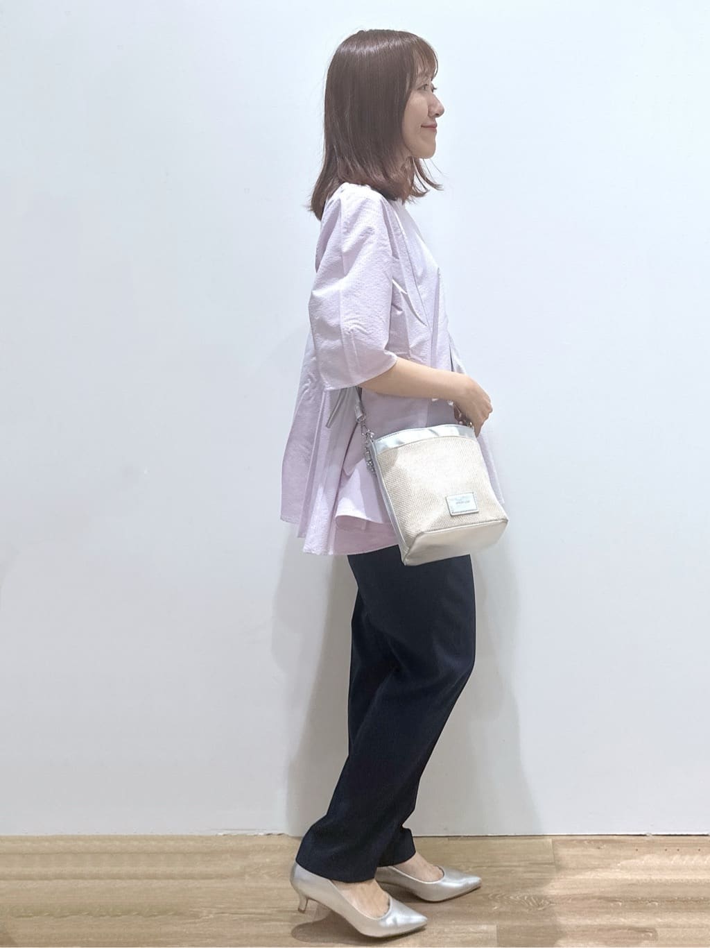 yukaさんの「OPAQUE.CLIP｜◆サッカーストライプペプラムブラウス【吸水速乾／イージーアイロン／洗濯機洗い可】」を使ったコーディネート