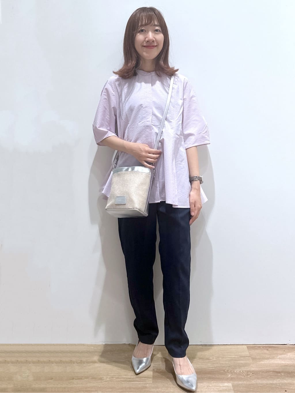 yukaさんの「OPAQUE.CLIP｜◆サッカーストライプペプラムブラウス【吸水速乾／イージーアイロン／洗濯機洗い可】」を使ったコーディネート