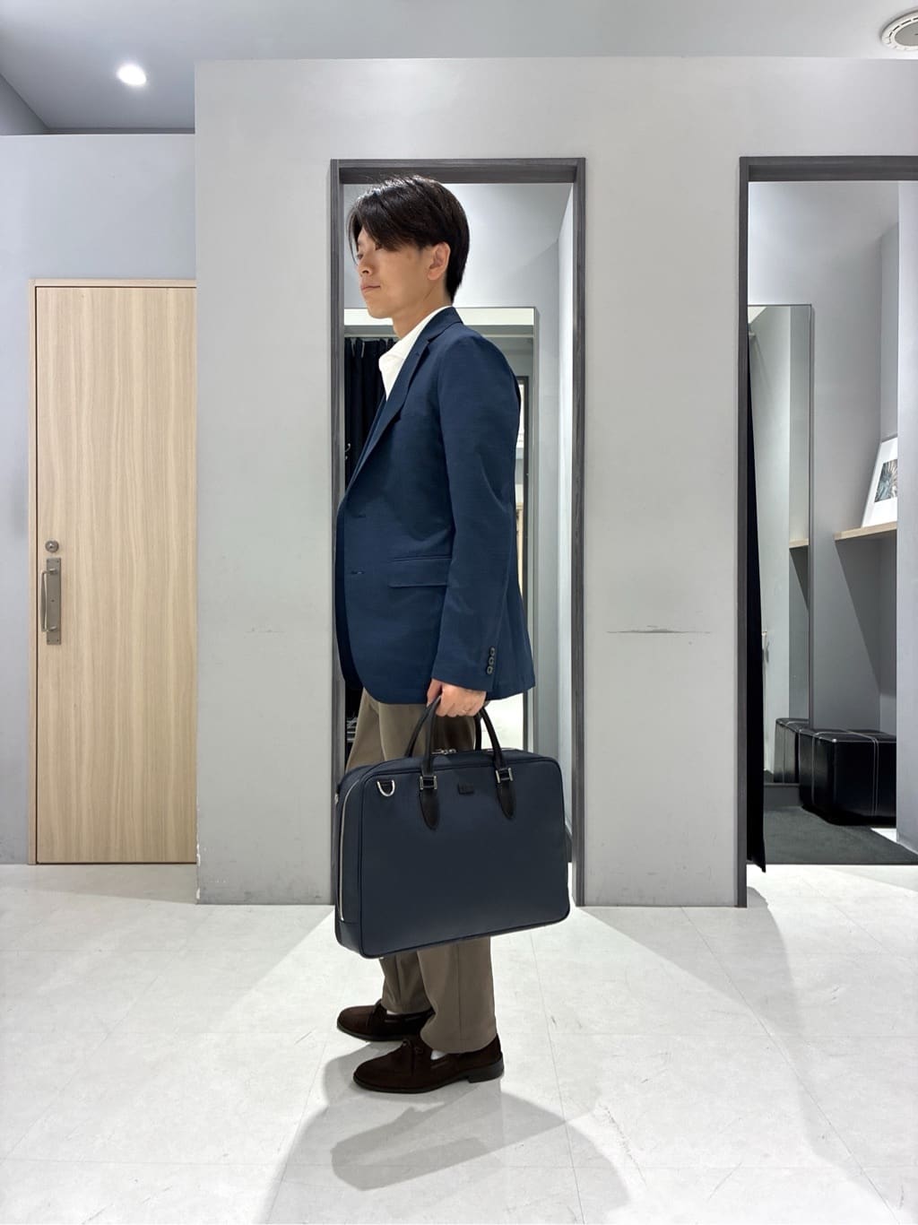 わいずみさんの「TAKEO KIKUCHI｜【抗菌防臭】COOL DOTS（R）ドビープリント ジャケット」を使ったコーディネート