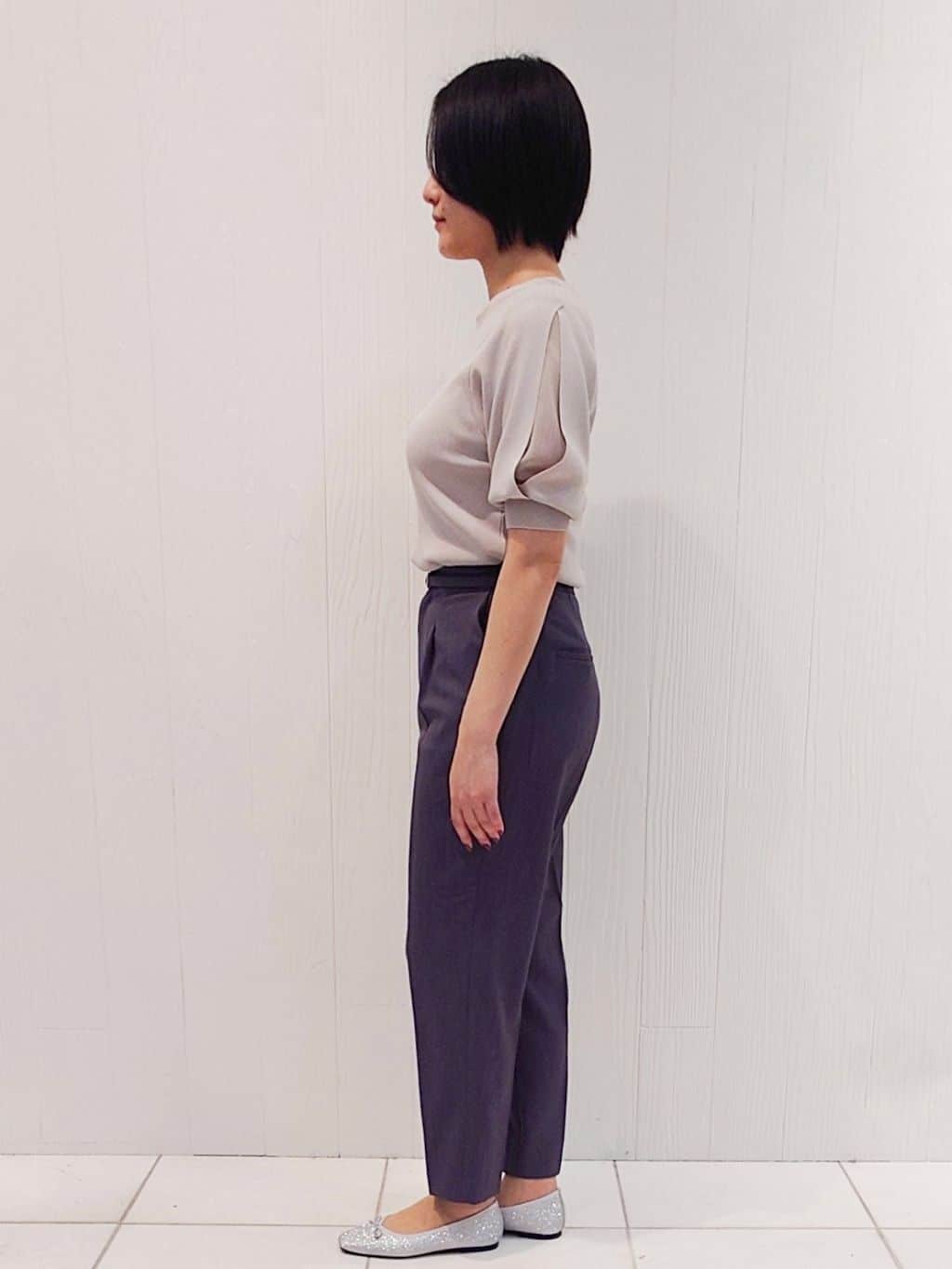 haruさんの「index｜《6色展開／XS-LLサイズ》ドライタッチ デザインスリーブニット【洗濯機洗い可／接触冷感／抗ピル】」を使ったコーディネート