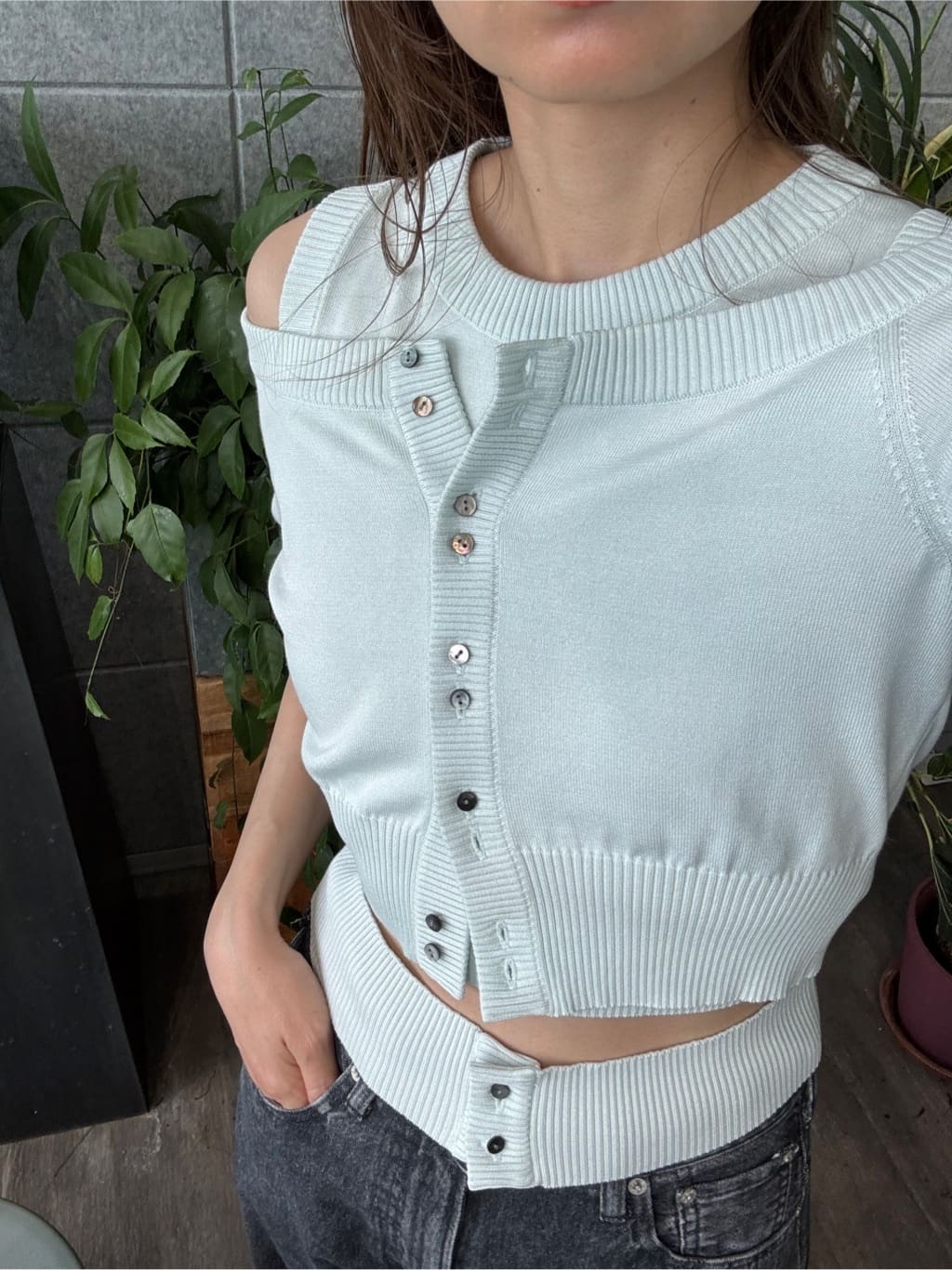 designer yukaさんの「CODE A｜design knit tank」を使ったコーディネート