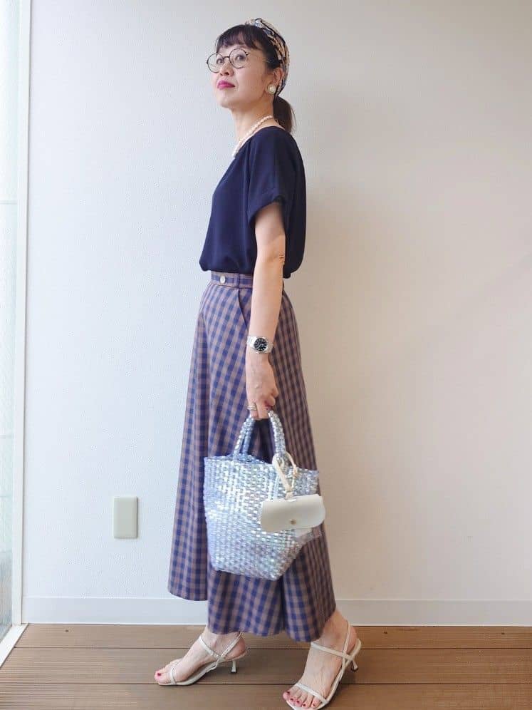 MUTSUKOさんの「UNTITLED｜メタリックメッシュトート」を使ったコーディネート
