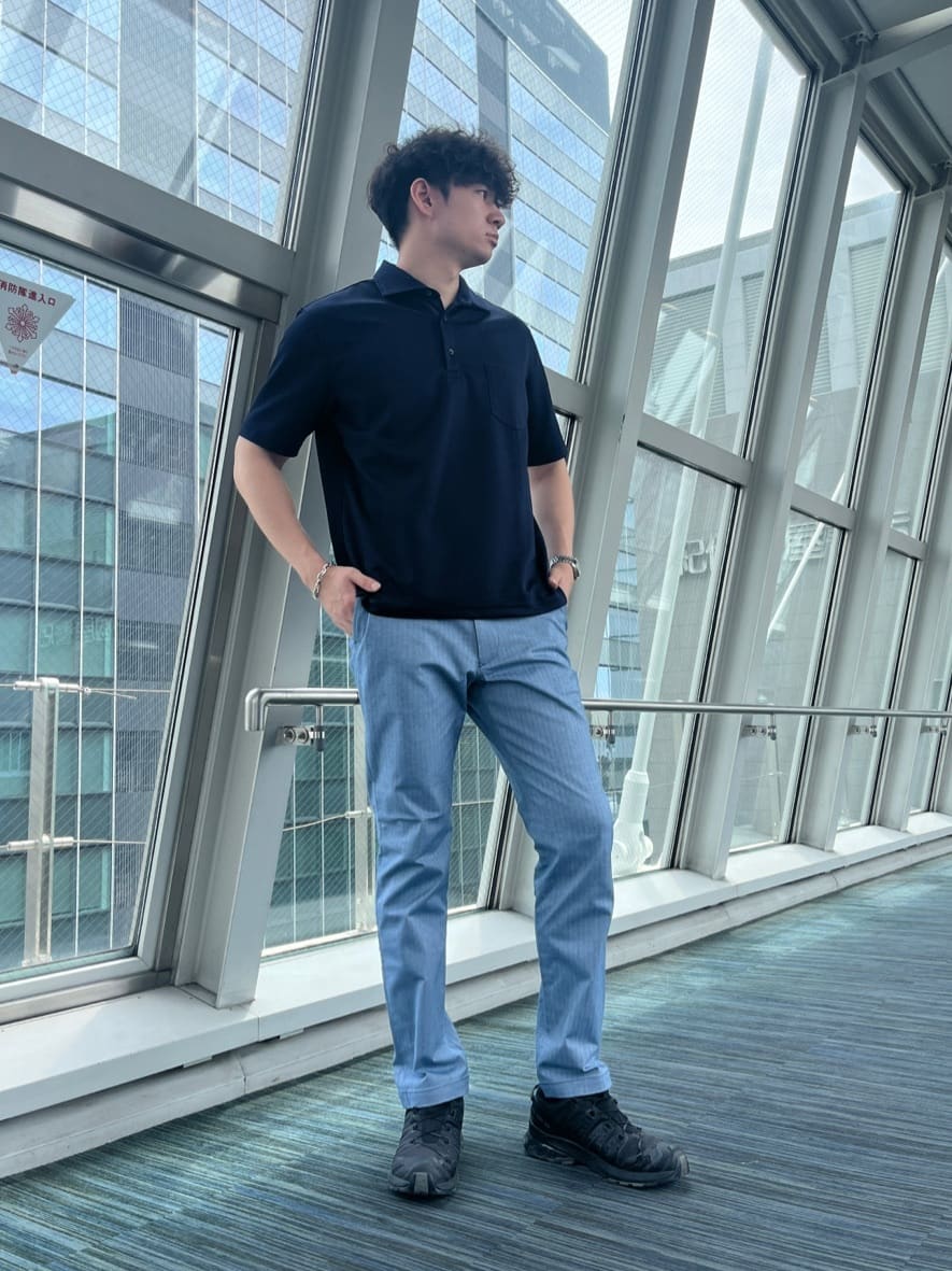 Tsubasaさんの「TAKEO KIKUCHI｜【Made in JAPAN】播州織 ヘリンボン ストレート パンツ」を使ったコーディネート