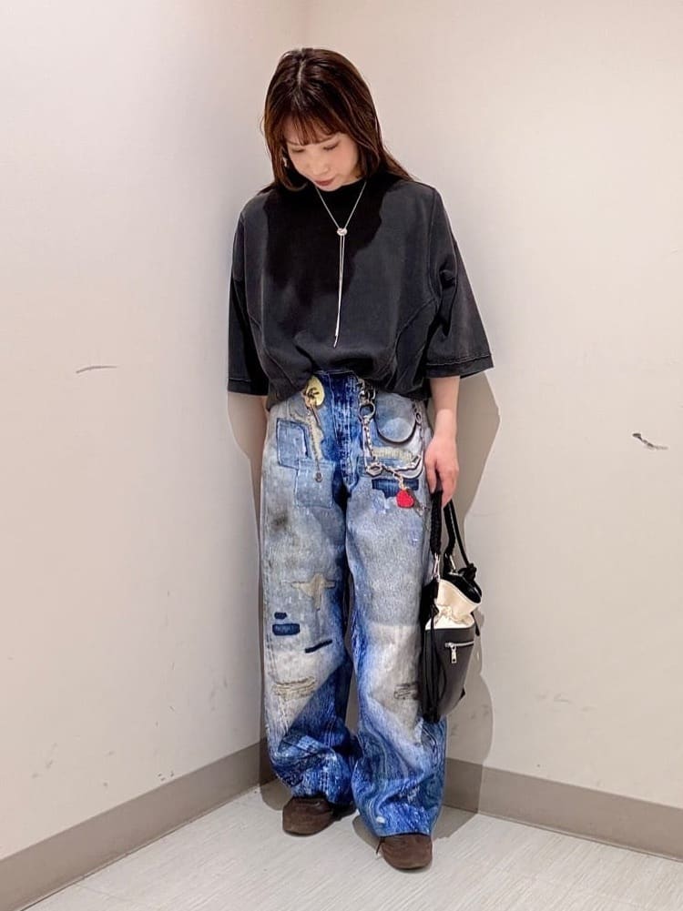 S.A.Oさんの「tk.TAKEO KIKUCHI｜◆ヴィンテージクロップドTシャツ/ヴィンテージライク/半袖Tシャツ」を使ったコーディネート