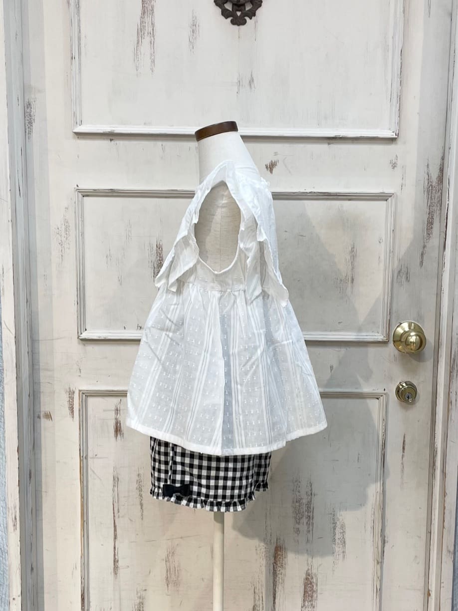 なつさんの「SHOO･LA･RUE｜◆【100-120cm】ギンガムフリルショートパンツ」を使ったコーディネート