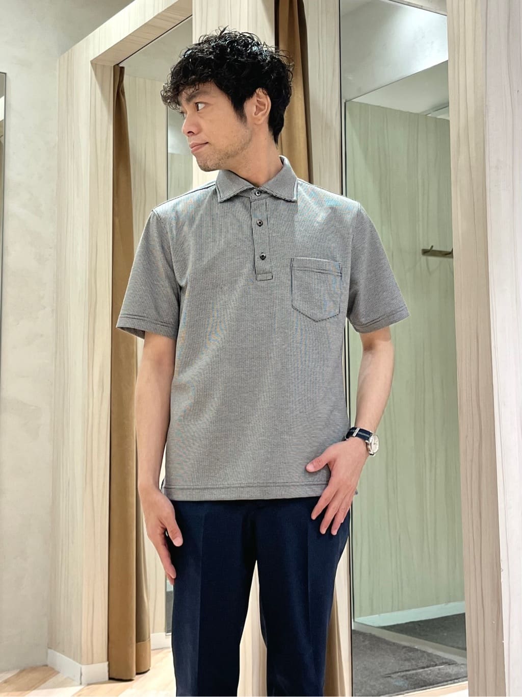 URAさんの「TAKEO KIKUCHI｜【抗菌防臭】COOL DOTS（R）ドビープリント ジャケット」を使ったコーディネート