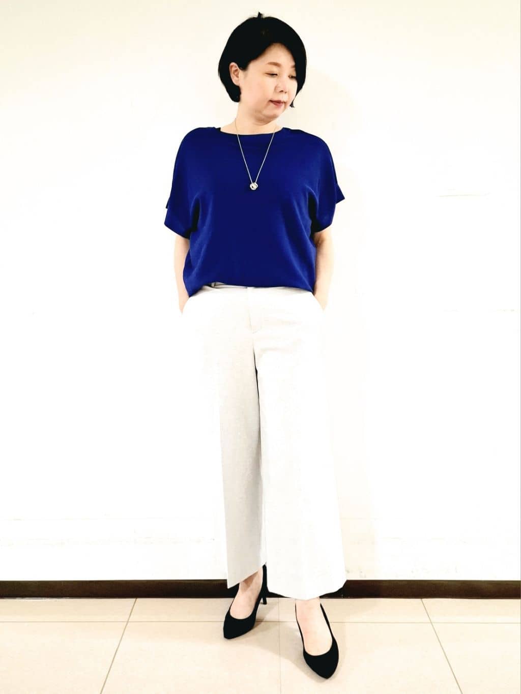 ねぎさんの「UNTITLED｜◆【清涼感/洗濯機洗い可】オックス クロップドワイドパンツ」を使ったコーディネート