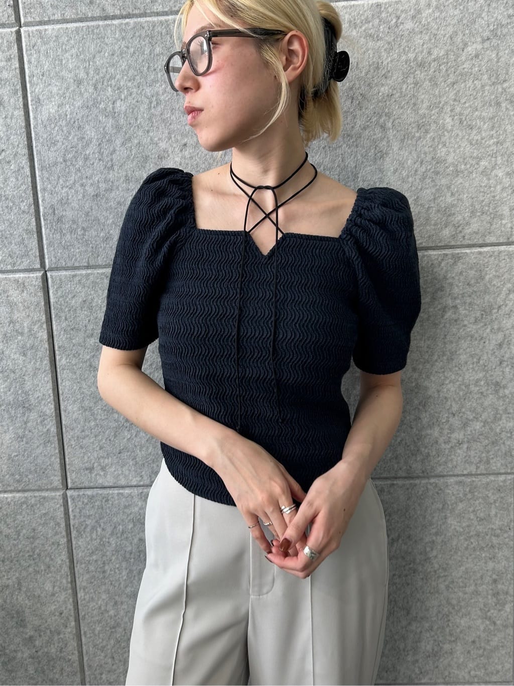 honoka Aさんの「CODE A｜gather puff jersey tops」を使ったコーディネート