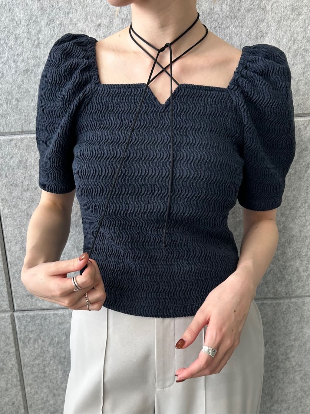 honoka Aさんの「CODE A｜gather puff jersey tops」を使ったコーディネート