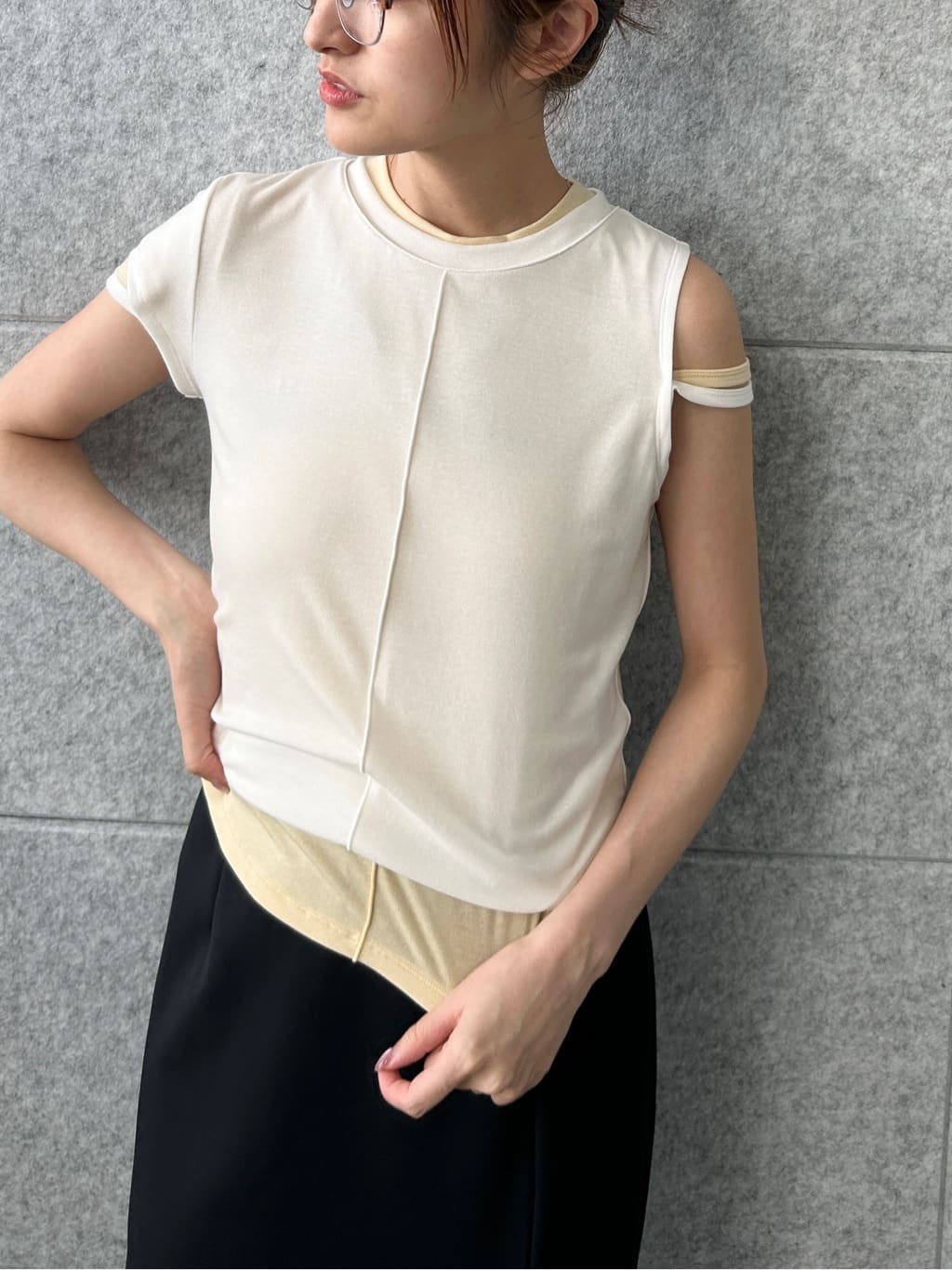harunaさんの「CODE A｜slit jersey skirt」を使ったコーディネート