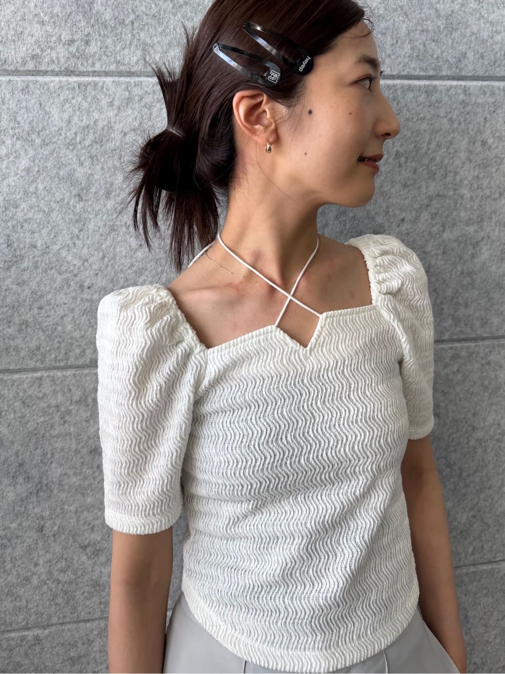 uchi__yamaさんの「CODE A｜gather puff jersey tops」を使ったコーディネート