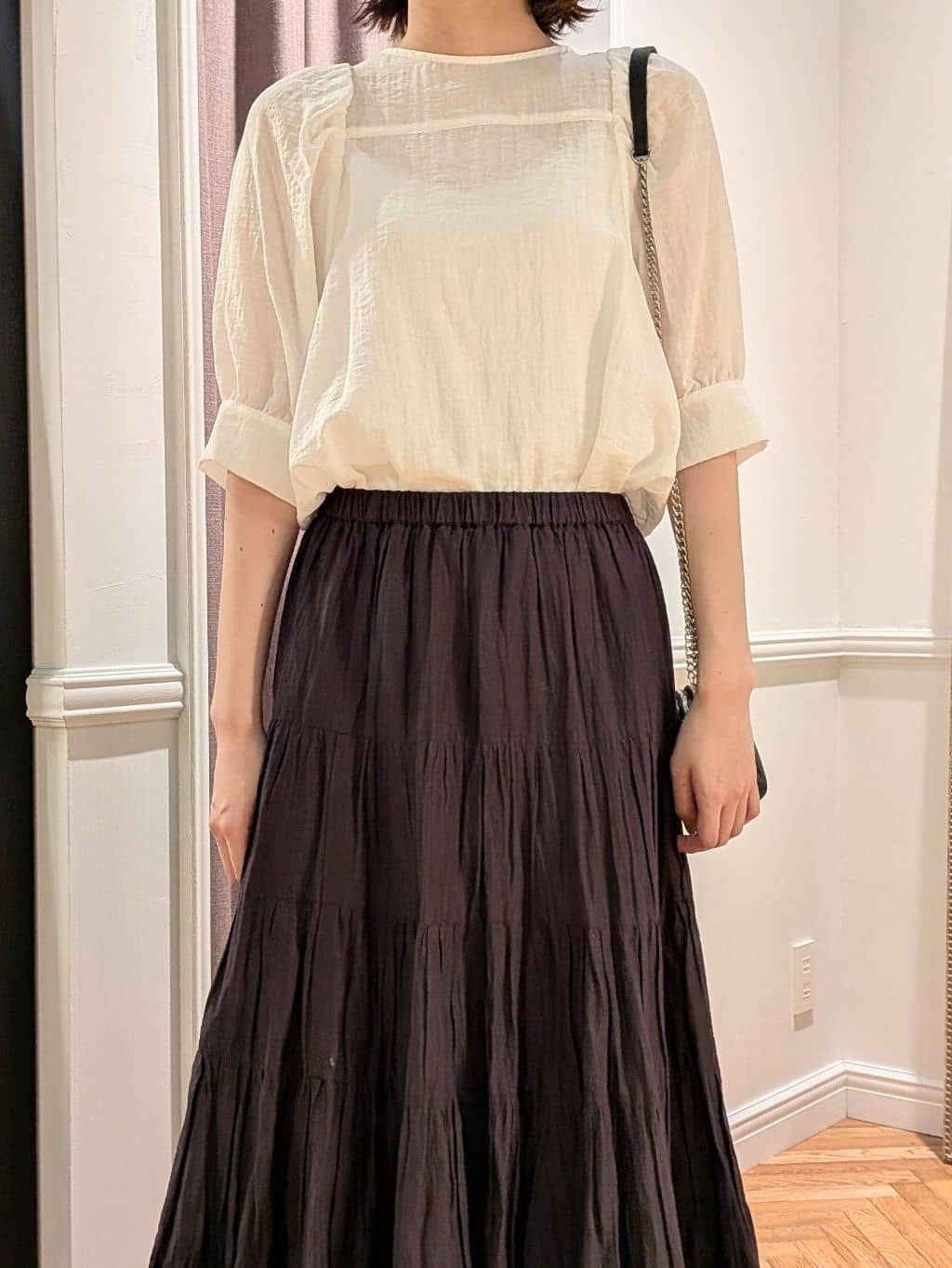saoriさんの「DRESSTERIOR｜◆洗える/コットンボイルティアードスカート」を使ったコーディネート