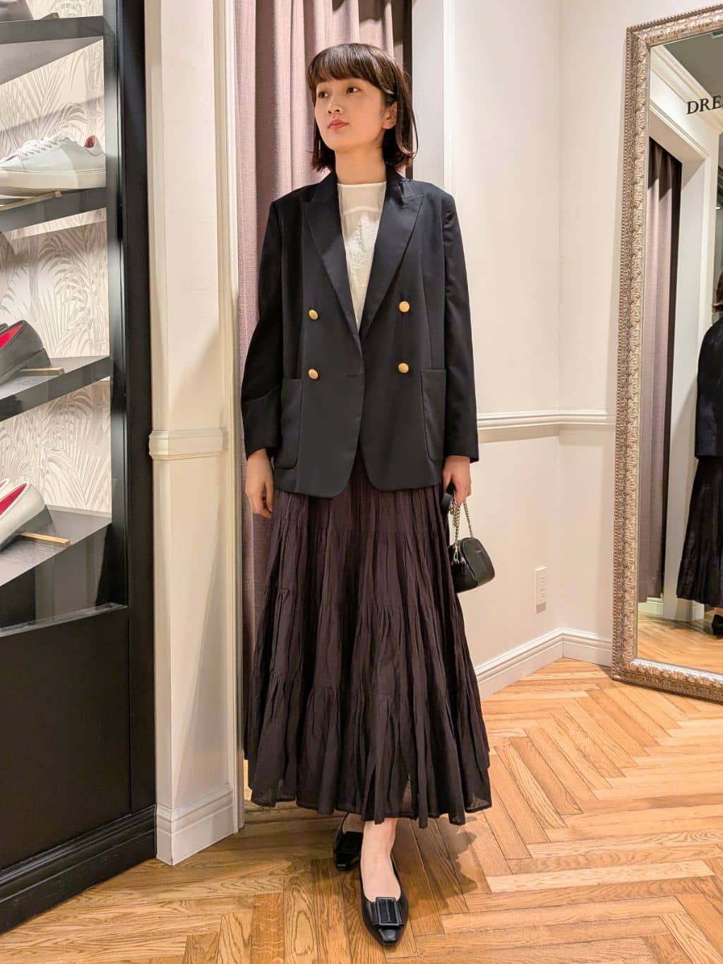 saoriさんの「DRESSTERIOR｜◆洗える/コットンボイルティアードスカート」を使ったコーディネート
