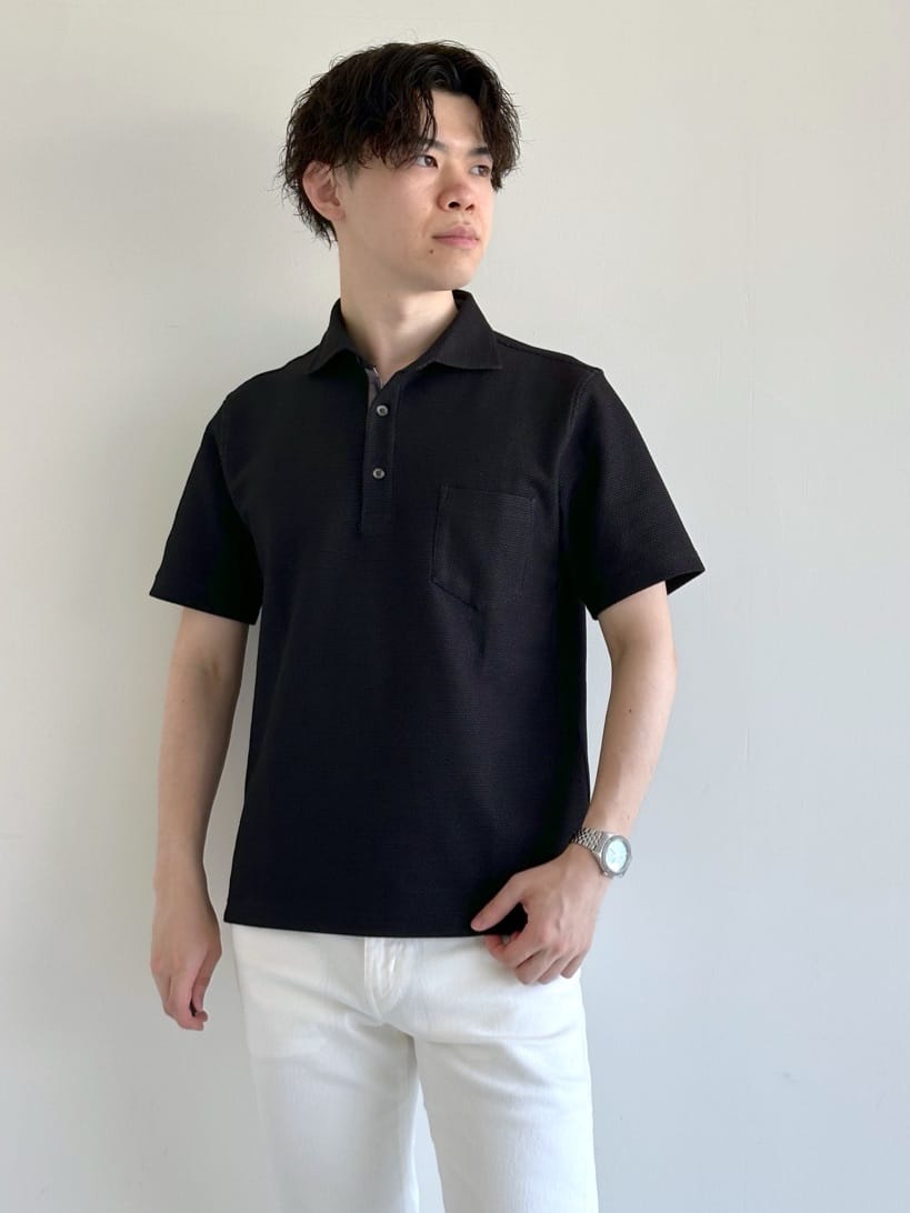 イッシーさんの「TAKEO KIKUCHI｜【抗菌防臭／9色5サイズ展開】ハニカムメランジ ポロシャツ」を使ったコーディネート