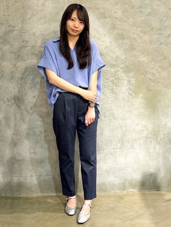 misaさんの「THE SHOP TK｜◆スキッパーシャツ【防シワ/接触冷感/洗濯機OK/セットアップ可】」を使ったコーディネート