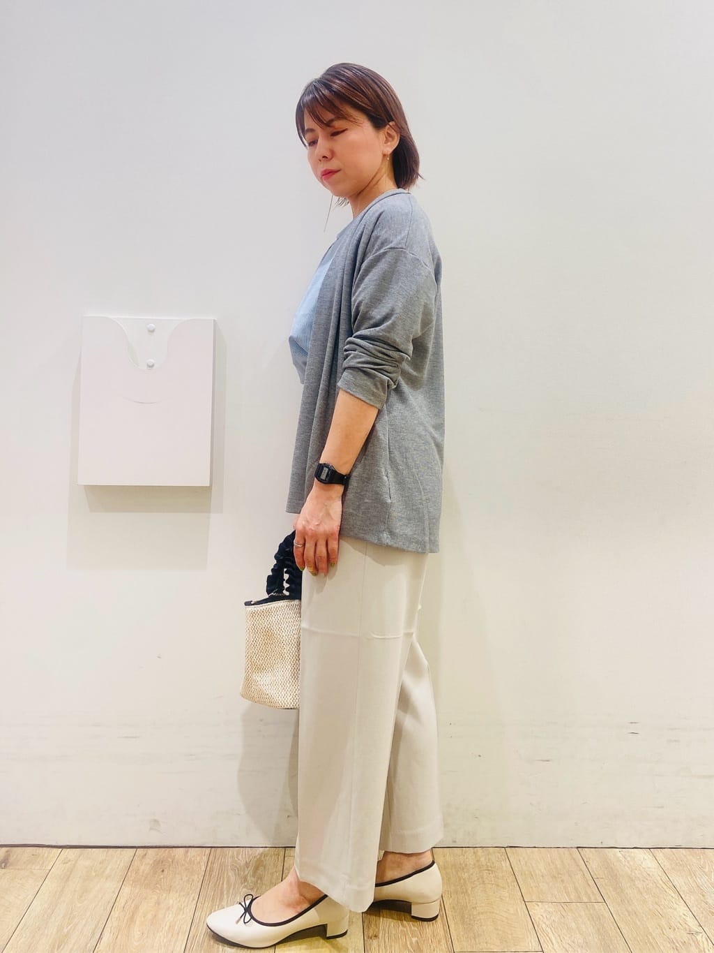 YUKOさんの「index｜ストライプジャージタックスリーブトップス【吸水速乾／洗濯機洗い可】」を使ったコーディネート