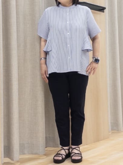 ゆみさんの「grove｜【冷感】サマーハイパーストレッチテーパードパンツ」を使ったコーディネート