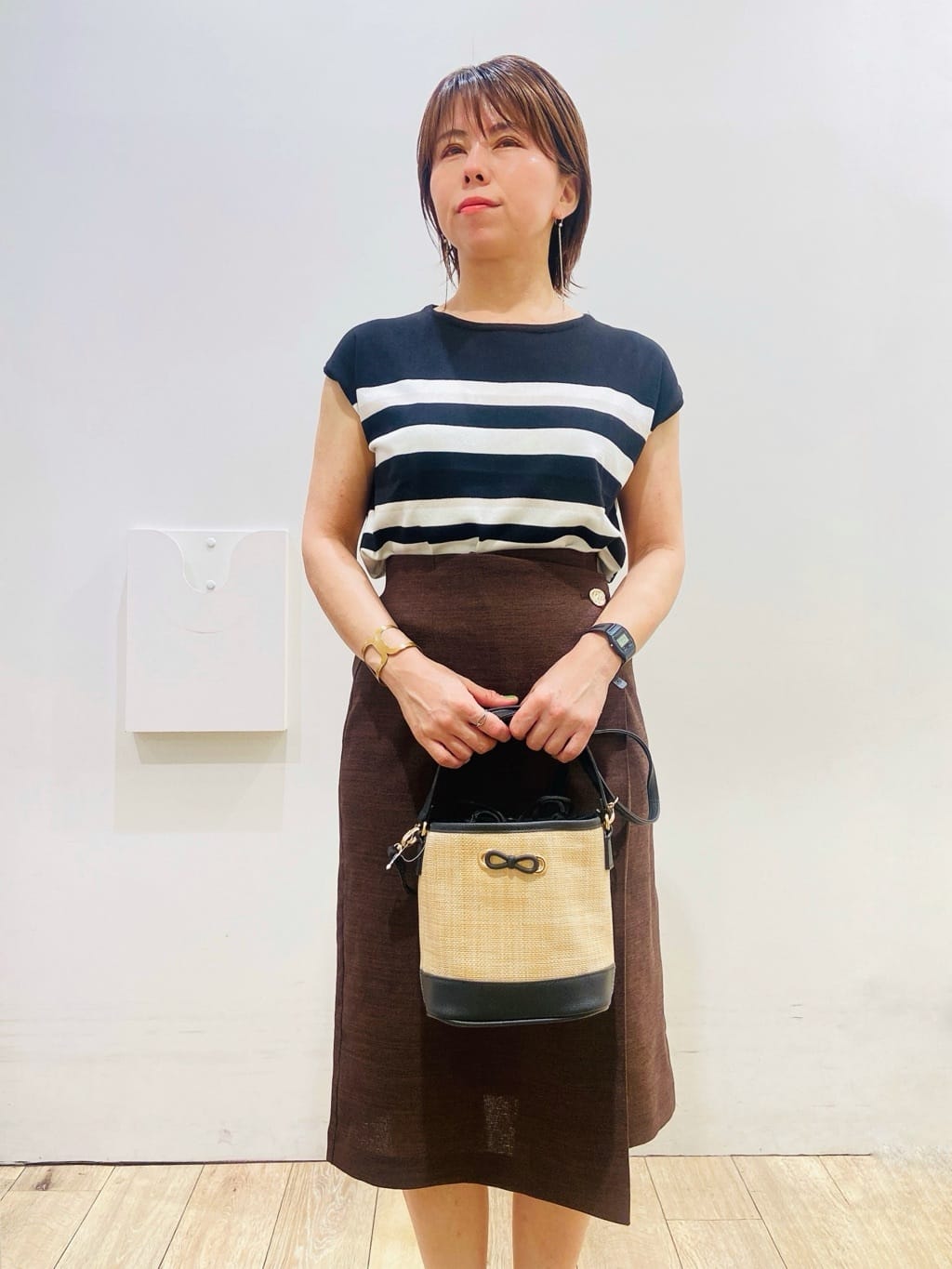 YUKOさんの「index｜《丈が選べる》麻調ラップタイトスカート【洗濯機洗い可／イージーアイロン】」を使ったコーディネート