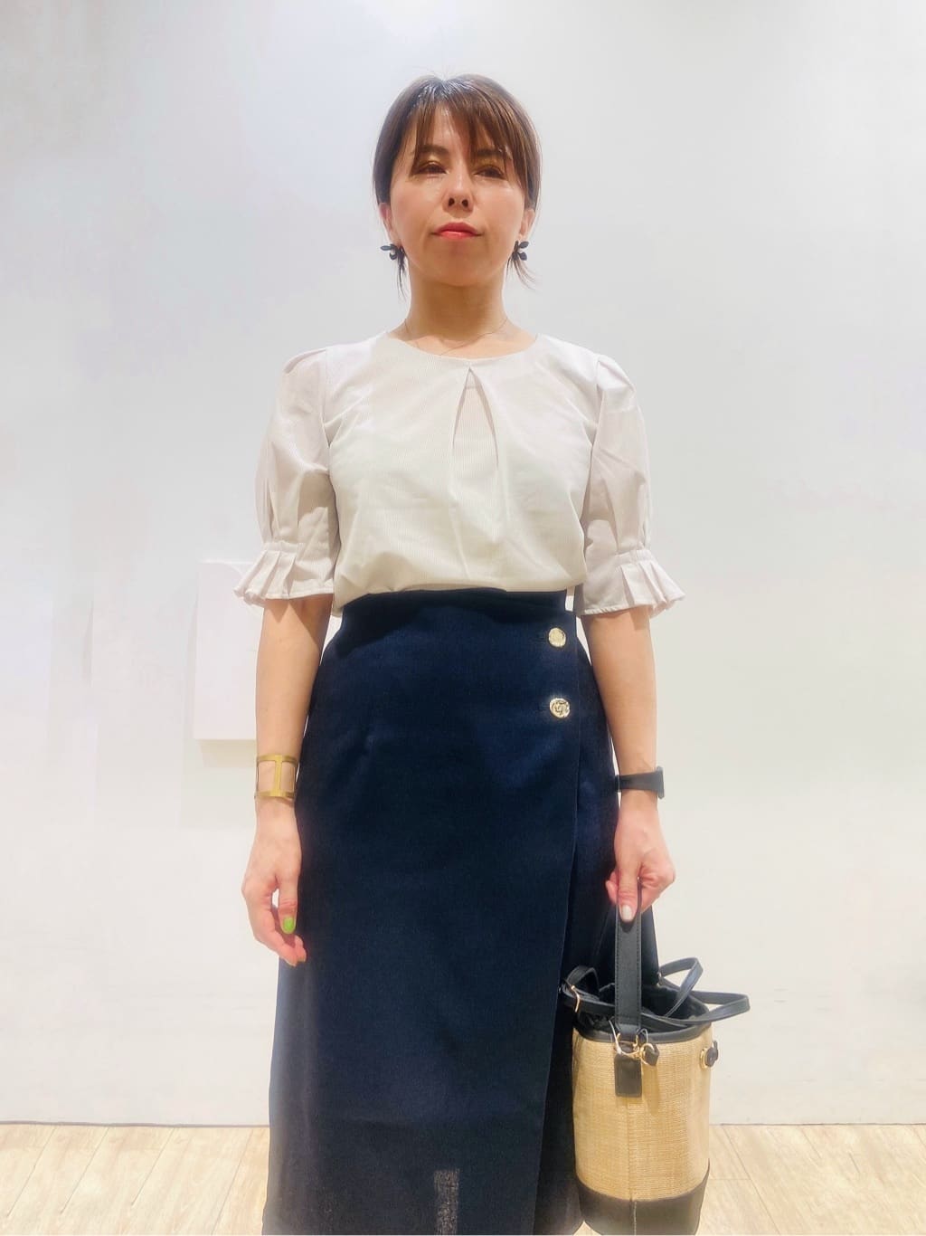 YUKOさんの「index｜ストライプジャージタックスリーブトップス【吸水速乾／洗濯機洗い可】」を使ったコーディネート