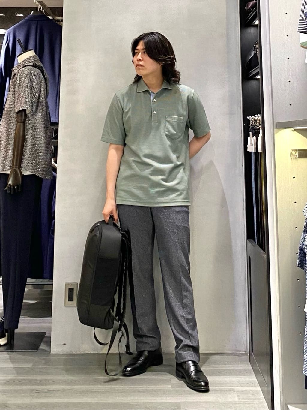 nishiさんの「TAKEO KIKUCHI｜【抗菌防臭／9色5サイズ展開】ハニカムメランジ ポロシャツ」を使ったコーディネート