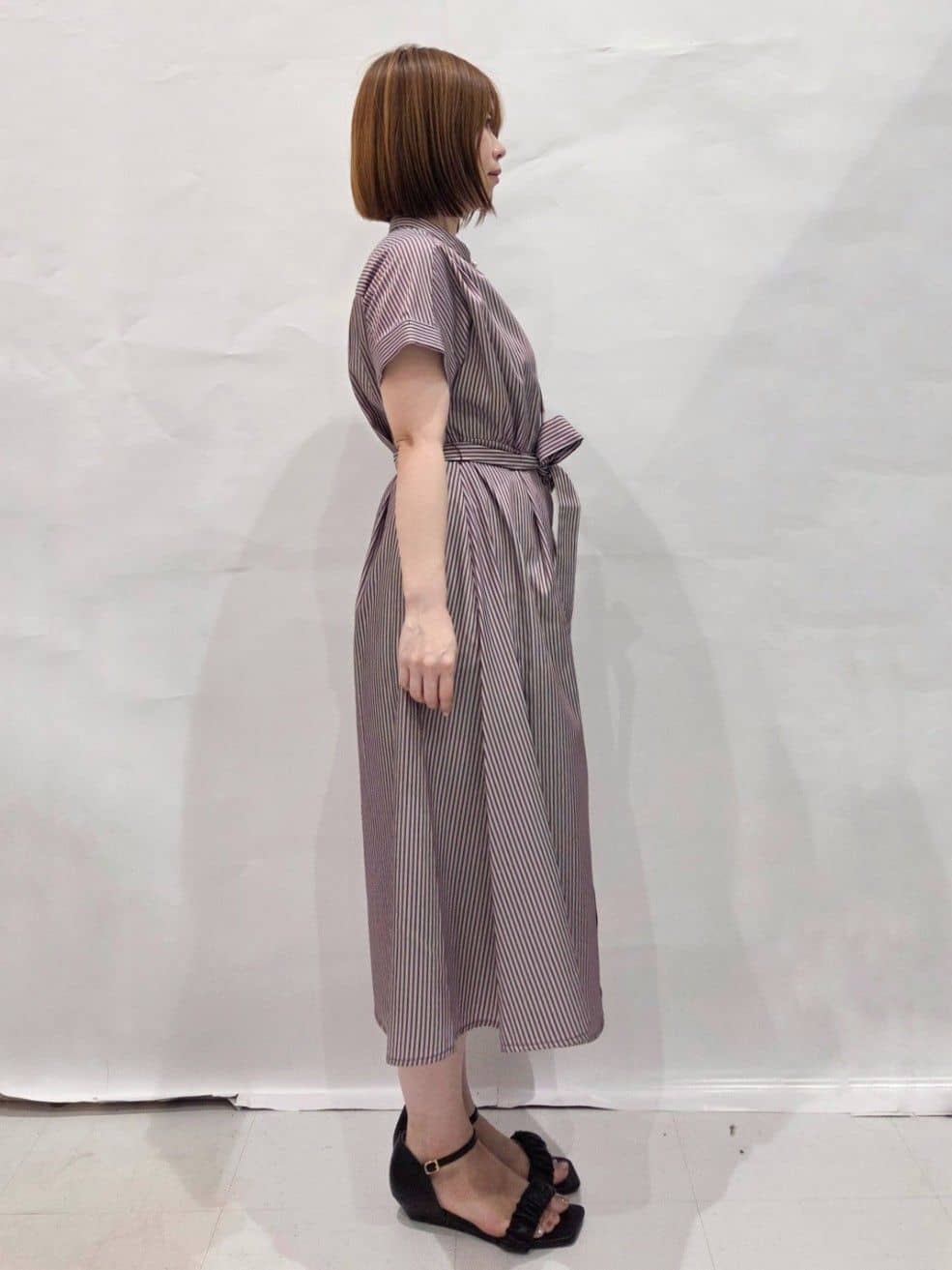 なつみさんの「OPAQUE.CLIP｜《XS-LLサイズ》マルチストライプシャツワンピース【洗濯機洗い可／イージーアイロン／防シワ】」を使ったコーディネート