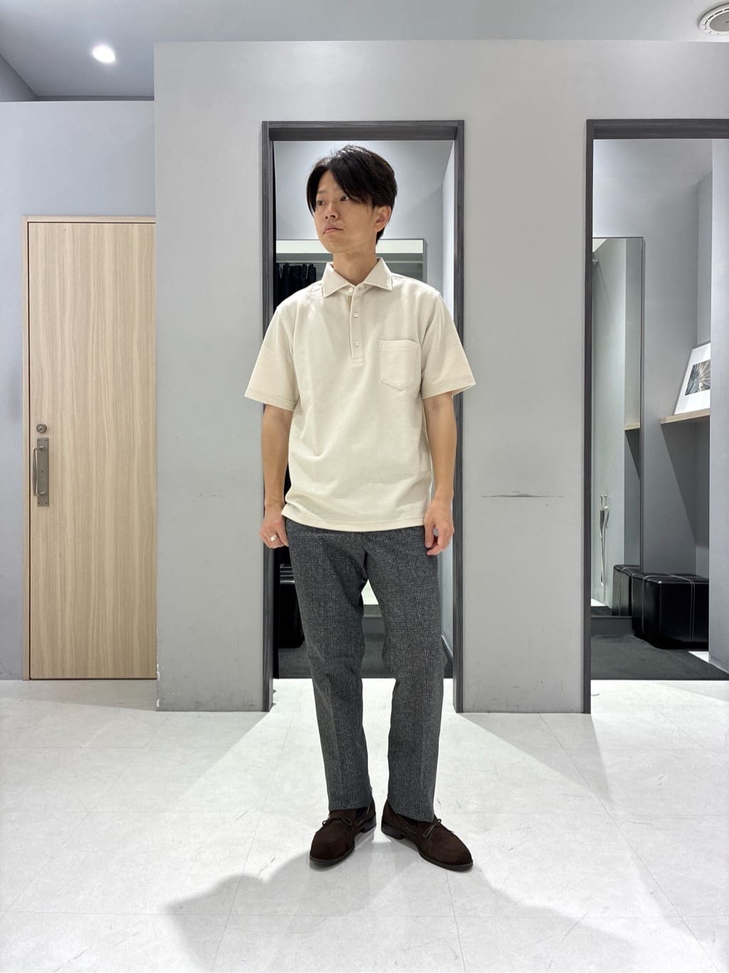 わいずみさんの「TAKEO KIKUCHI｜【抗菌防臭】COOL DOTS（R）ドビープリント ジャケット」を使ったコーディネート