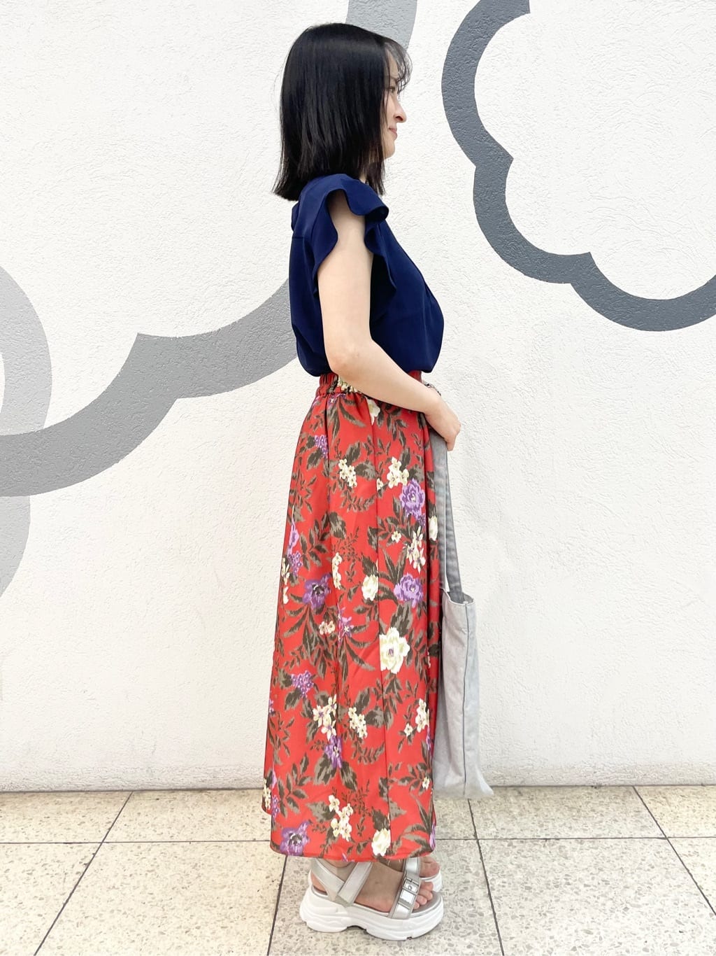 𝒜さんの「◆【接触冷感／手洗い可】フリル袖ブラウス」を使ったコーディネート
