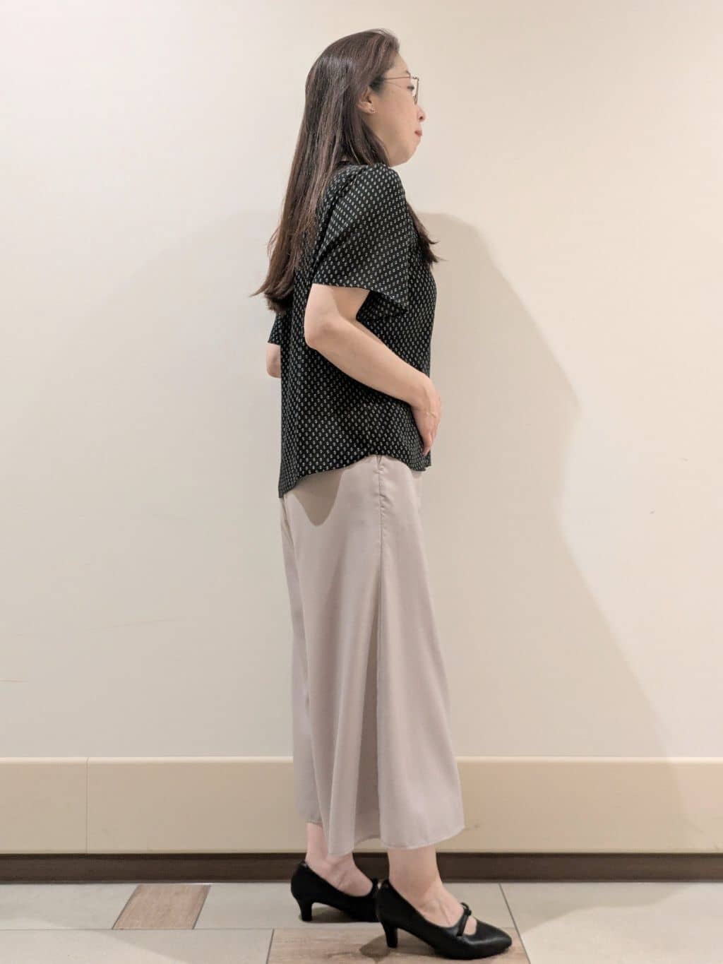 imamiさんの「Reflect｜◆【マシンウォッシュ可】五分袖コツキプリントブラウス」を使ったコーディネート