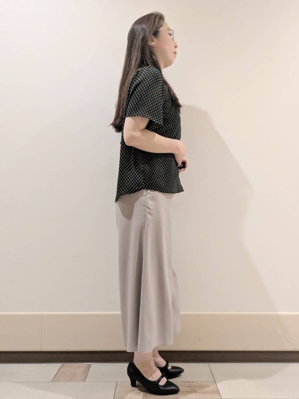 imamiさんの「Reflect｜◆【マシンウォッシュ可】五分袖コツキプリントブラウス」を使ったコーディネート
