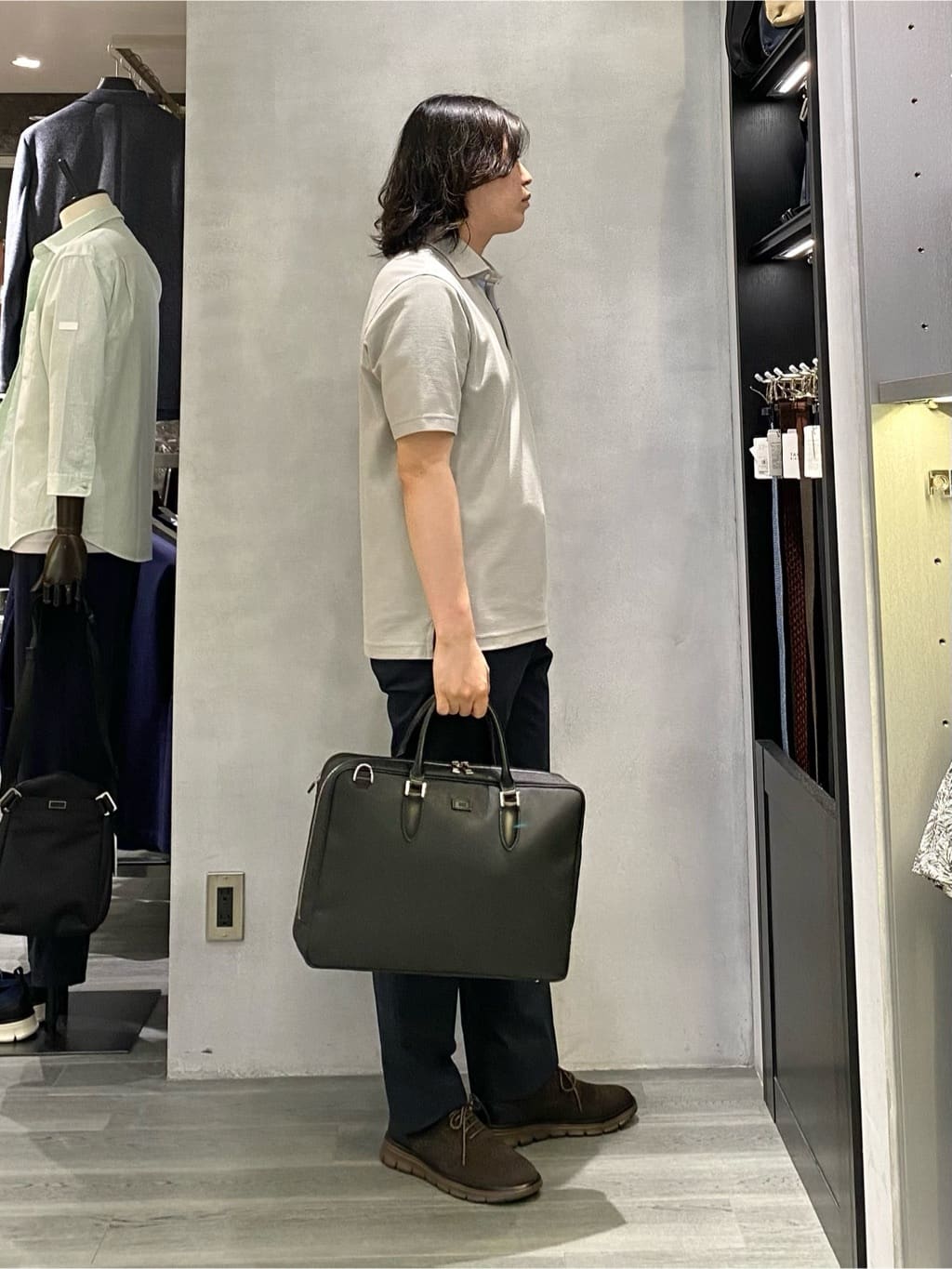 nishiさんの「TAKEO KIKUCHI｜【抗菌防臭／9色5サイズ展開】ハニカムメランジ ポロシャツ」を使ったコーディネート