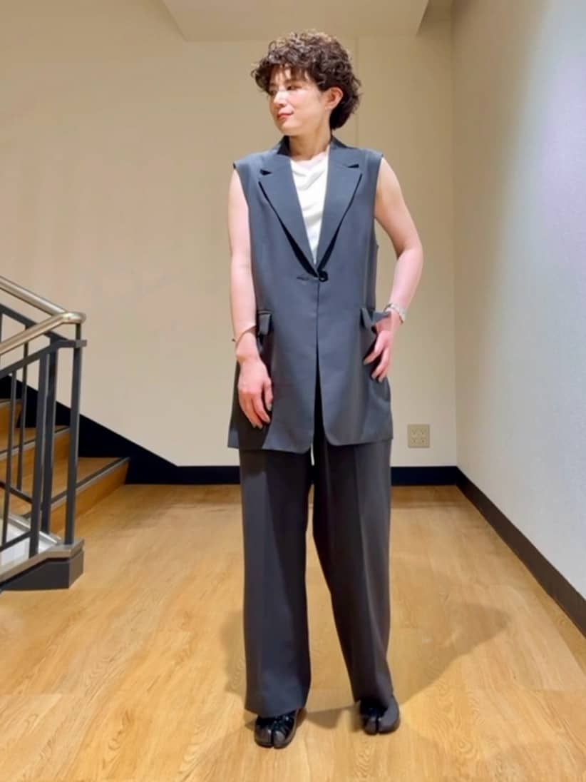 MAYUMIさんの「UNTITLED｜◆【接触冷感/UV/セットアップ可能】ライトウェイト ワイドパンツ」を使ったコーディネート