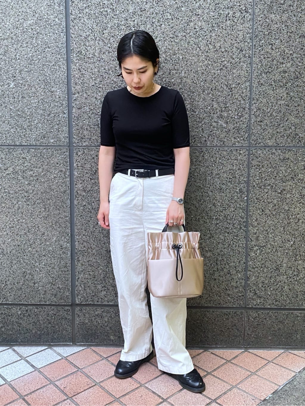Uさんの「HIROKO HAYASHI｜LUINI SATINE（ルイーニ サティーネ）ショルダーバッグ」を使ったコーディネート