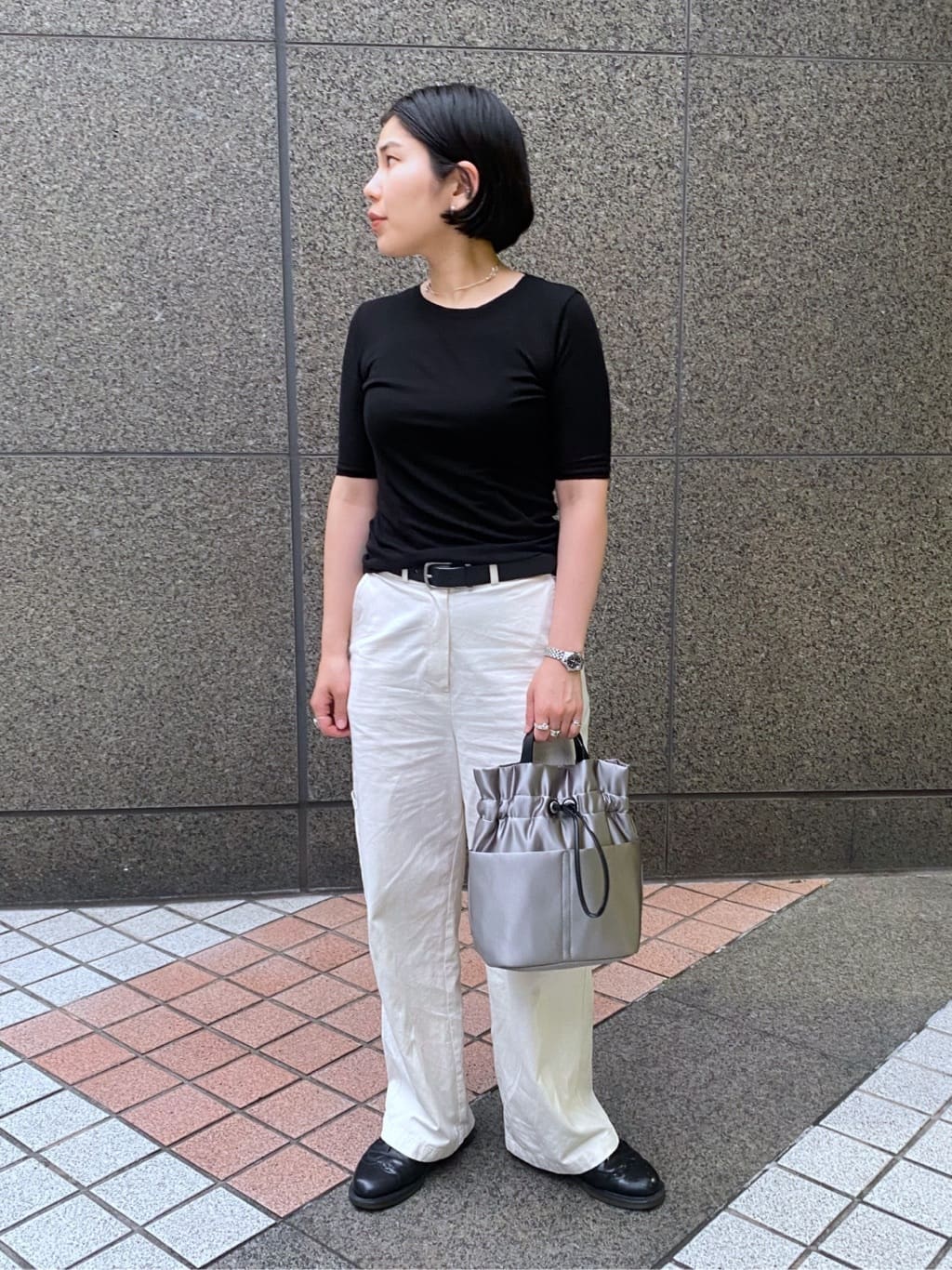 Uさんの「HIROKO HAYASHI｜LUINI SATINE（ルイーニ サティーネ）ショルダーバッグ」を使ったコーディネート