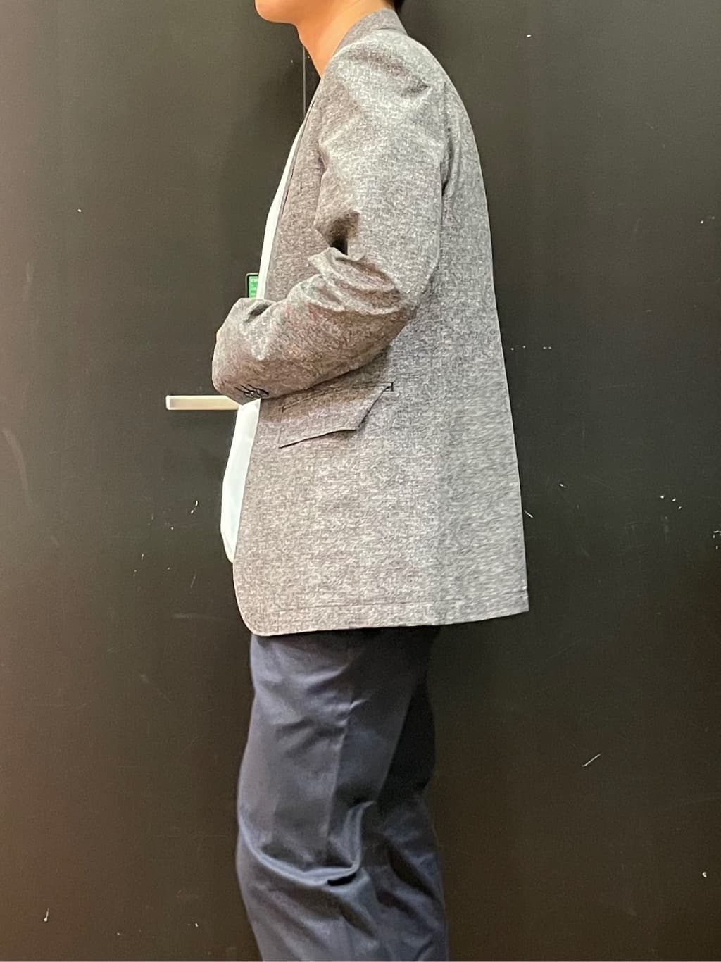 すずきさんの「TAKEO KIKUCHI｜【抗菌防臭】COOL DOTS（R）ドビープリント ジャケット」を使ったコーディネート